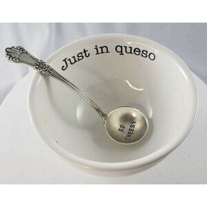 Mud Pie Just in Queso Mexican Dip Bowl Spoon Serving Set Home Circa Collection
